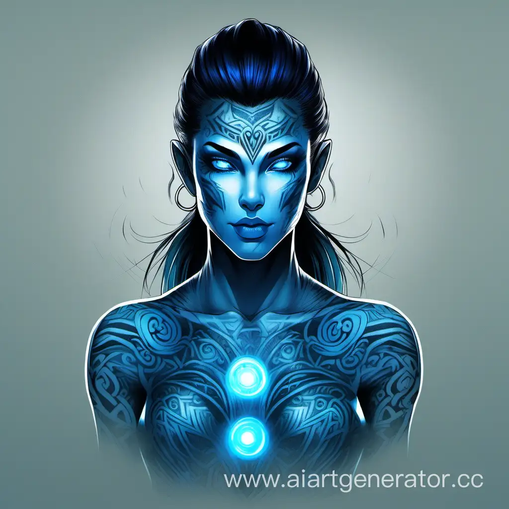 Futuristic-Extraterrestrial-with-Blue-Skin-and-Luminous-Tattoos