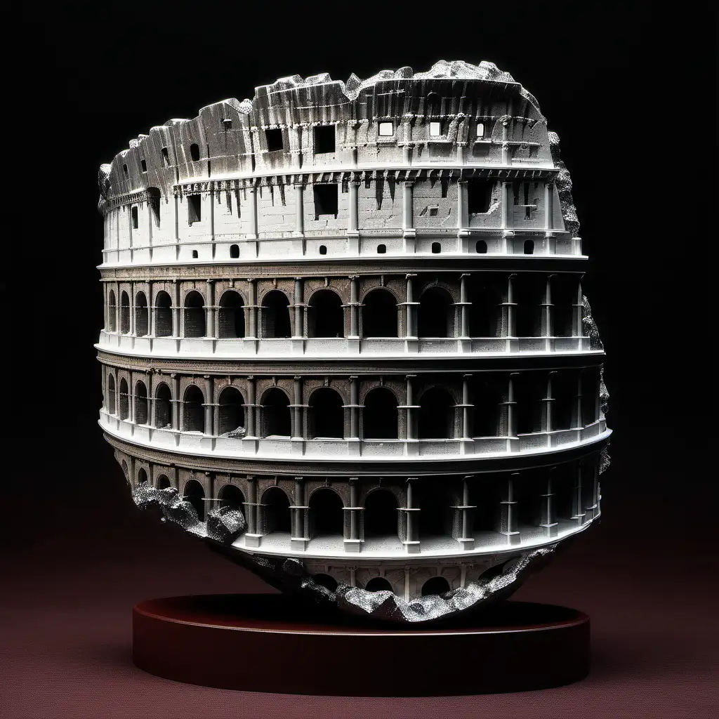 High Realistic Colosseum Struck by Meteorite Dramatic Artistic Representation