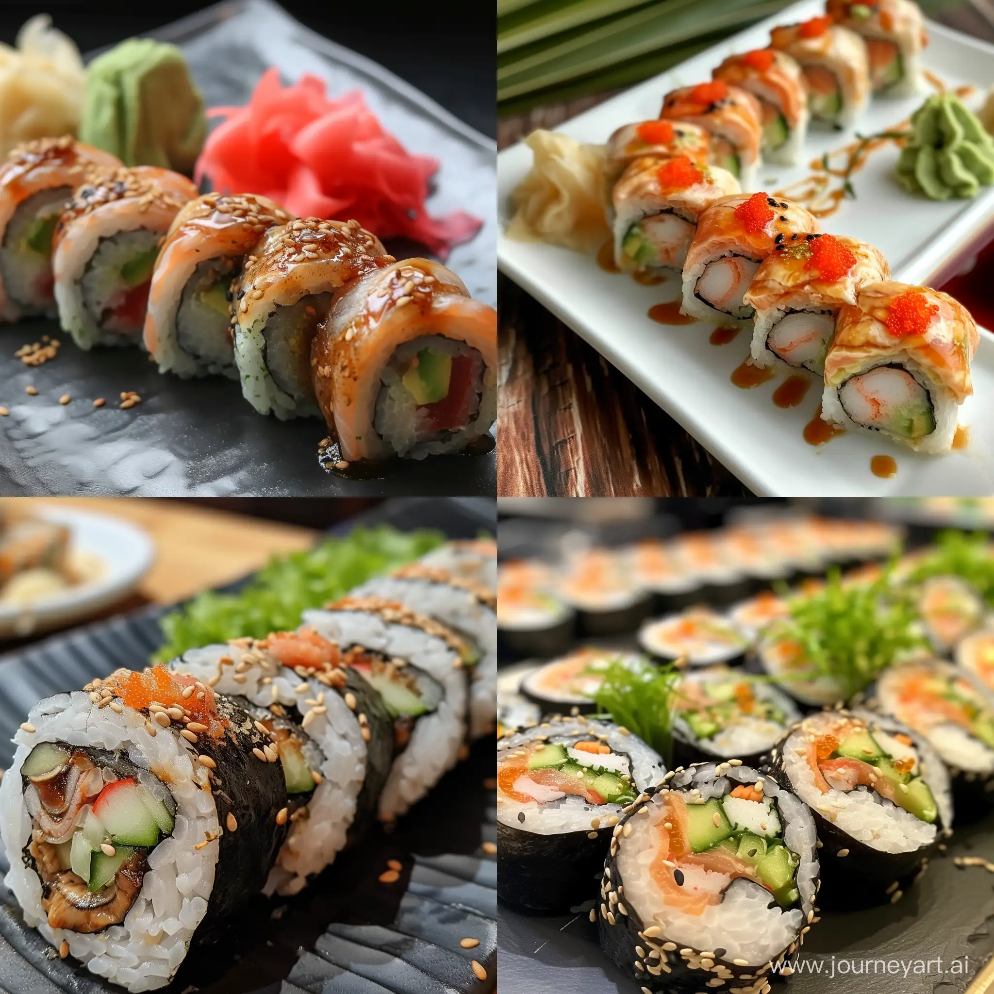 Colorful-Japanese-Rolls-Displayed-on-a-Plate