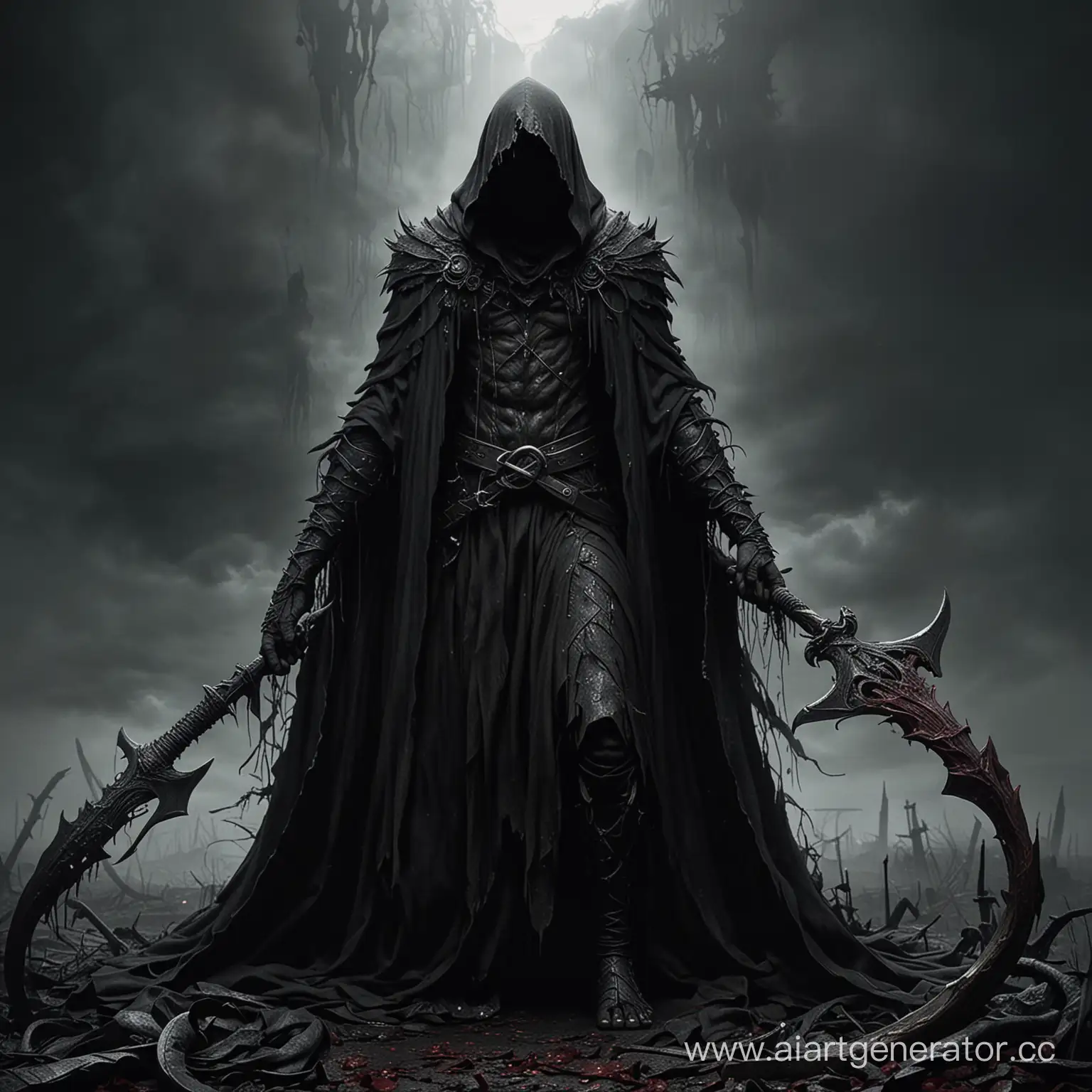 Grim-Reaper-Emerges-from-the-Abyss-with-BloodStained-Cloak-and-Scythe
