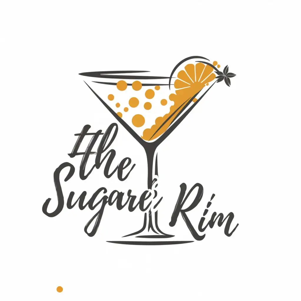 logo, Martini Glass, with the text "The Sugared Rim", typography, be used in Restaurant industry