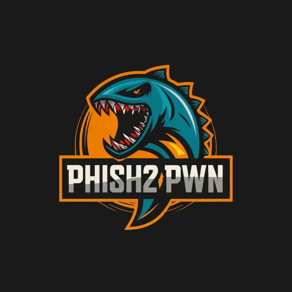 a logo design,with the text 'phish2pwn', main symbol:pirahna,Moderate, be used in Technology industry, clear background, width 400, height 100