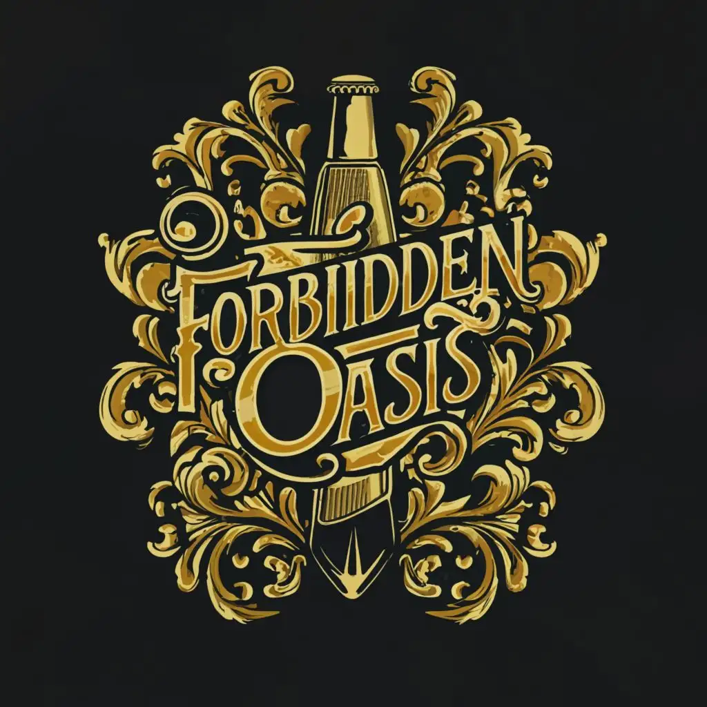 a logo design,with the text "Forbidden Oasis", main symbol:Drink,complex,clear background