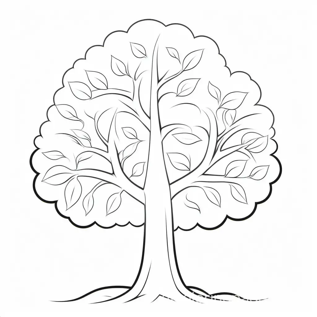 Baby tree, Coloring Page, black and white, line art, white background, Simplicity, Ample White Space. The background of the coloring page is plain white to make it easy for young children to color within the lines. The outlines of all the subjects are easy to distinguish, making it simple for kids to color without too much difficulty
