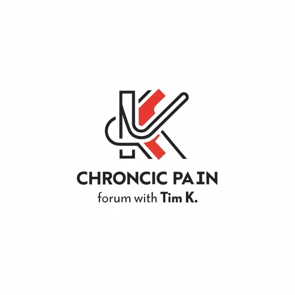 a logo design, with the text "Chronic Pain Forum With Tim K", main symbol:pain,Minimalistic,clear background