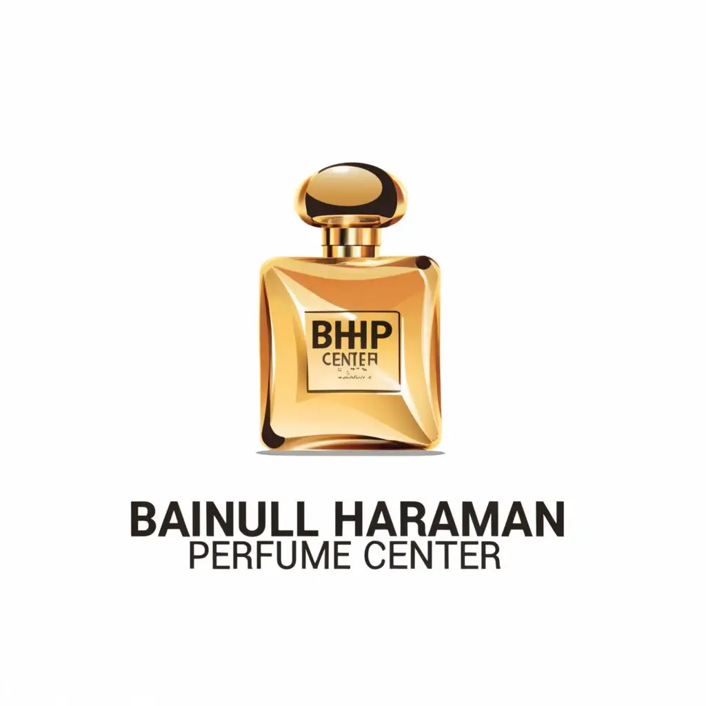a logo design,with the text 'Bainull Haramain Perfume Center', main symbol:I have a perfume center and I need a logo that shows my business nature is perfume. Now I request you to generate a logo that has perfume bottle and display the name of my business.,Moderate,be used in Beauty Spa industry,clear background