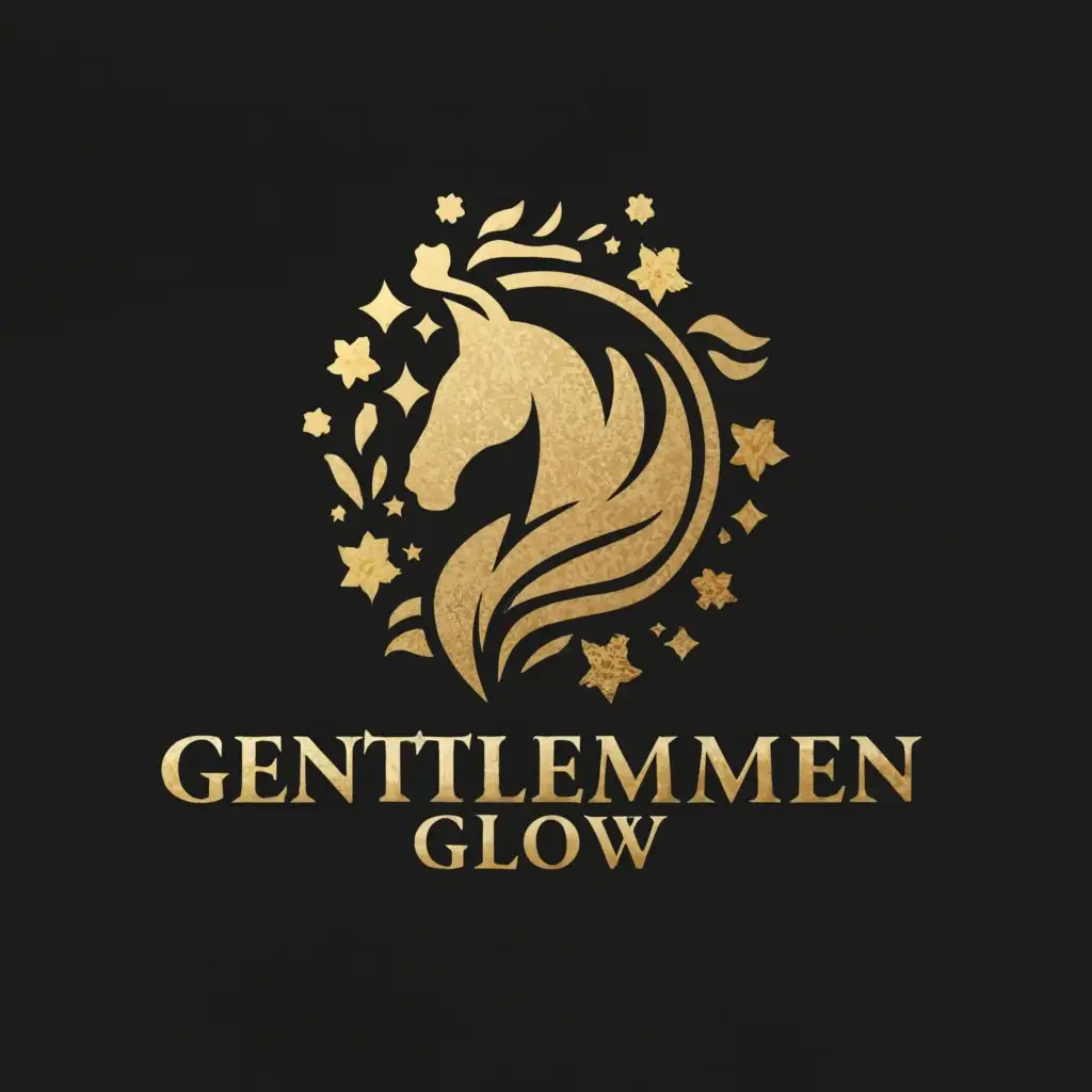 a logo design,with the text "GentlemenGlow", main symbol:Horse, 5 stars, flower,Moderate,be used in Beauty Spa industry,clear background