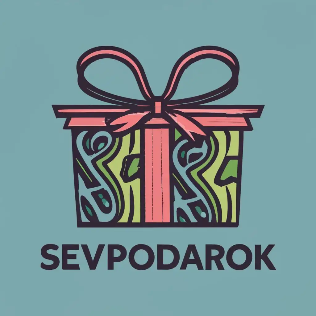 LOGO-Design-For-Sevpodarok-Elegant-Gift-Box-and-Printer-on-a-Stylish-Blue-Background