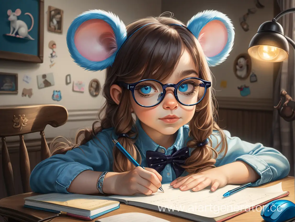 Intelligent-Girl-with-Blue-Eyes-and-Mouse-Ears-Writes-Essay