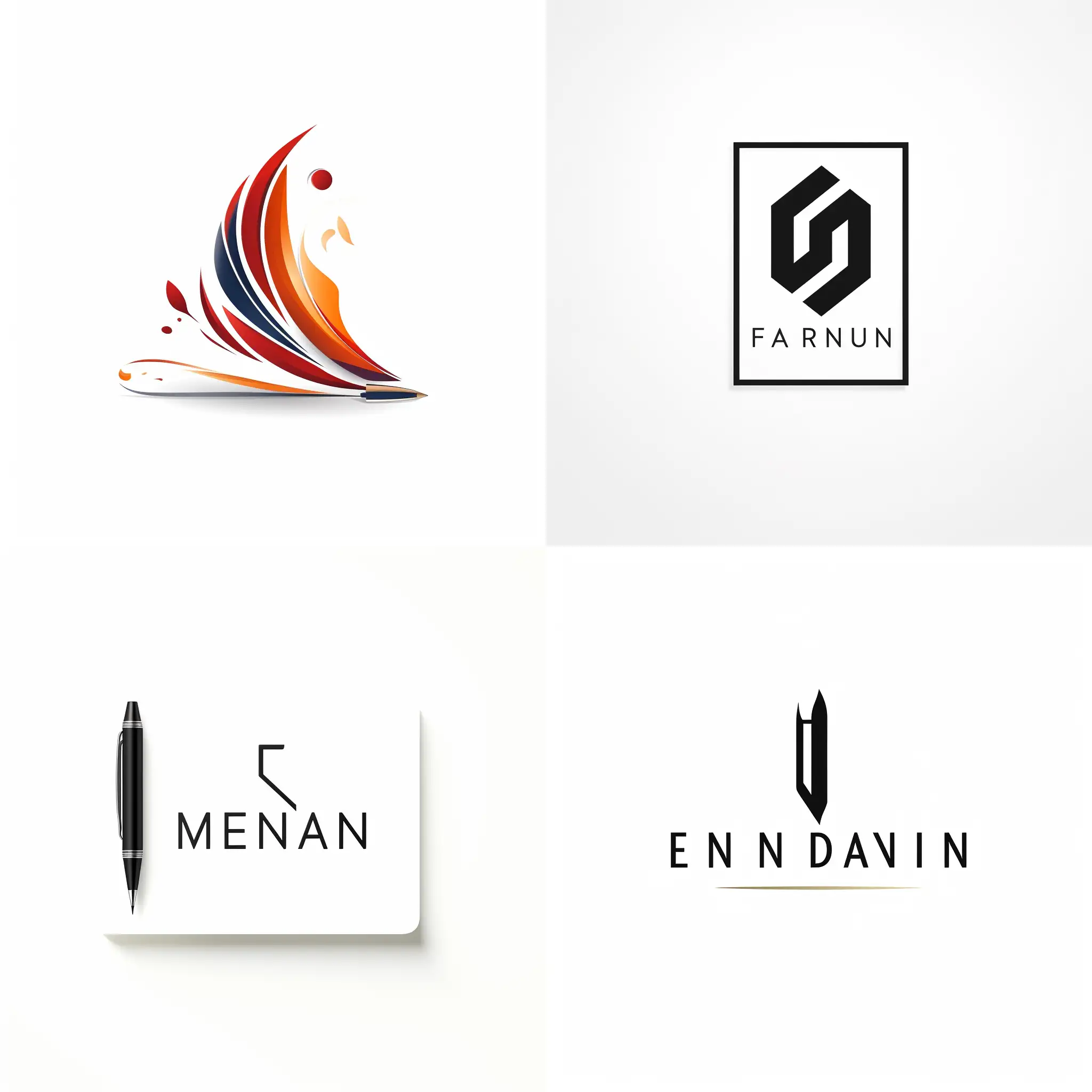  modern pen logo on white background.of square shape