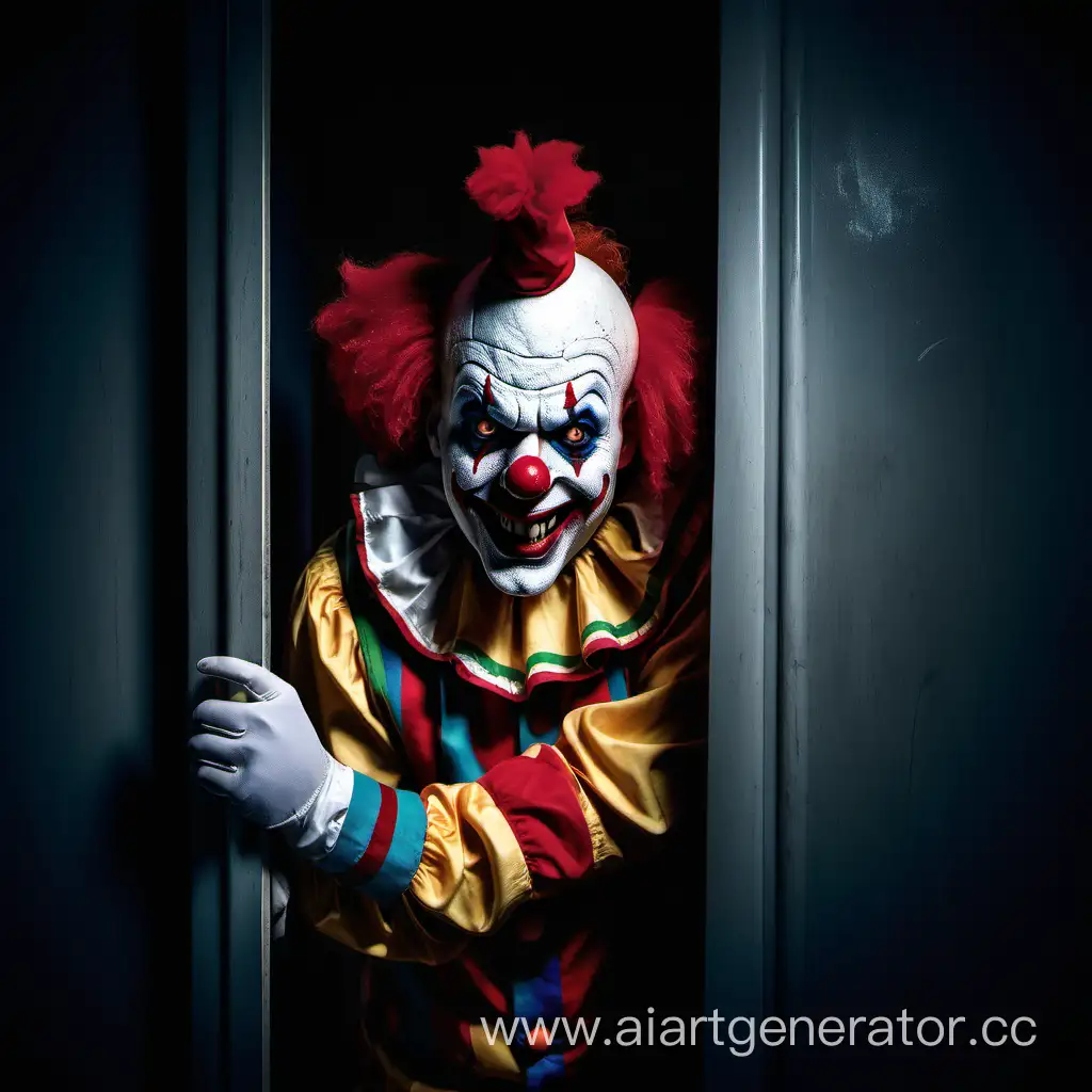 Eerie-Clown-Emerges-from-Dark-Wardrobe