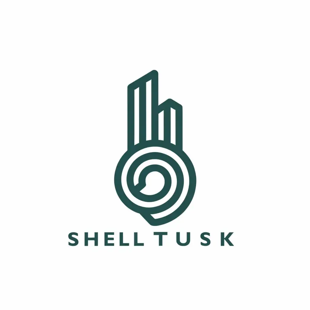 a logo design,with the text "SHELLTUSK", main symbol:shell and PROJECTING BUILDING,complex,be used in Real Estate industry,clear background