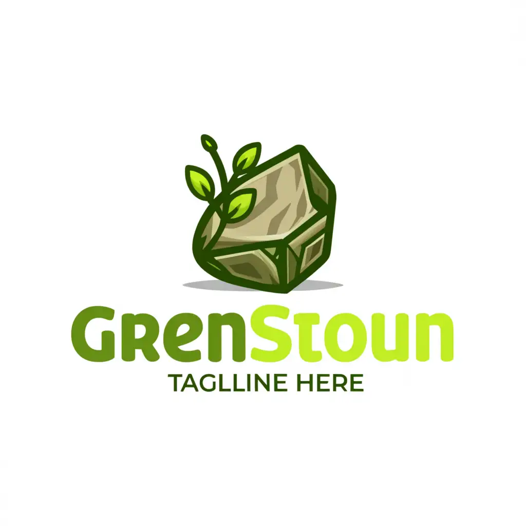 a logo design, with the text 'Green stoun', main symbol: Green stone, plants, Moderate, be used in Animals Pets industry, clear background