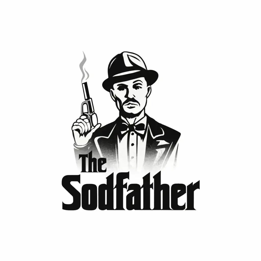 Logo-Design-For-The-SodFather-Retro-Mobster-Image-on-Clear-Background