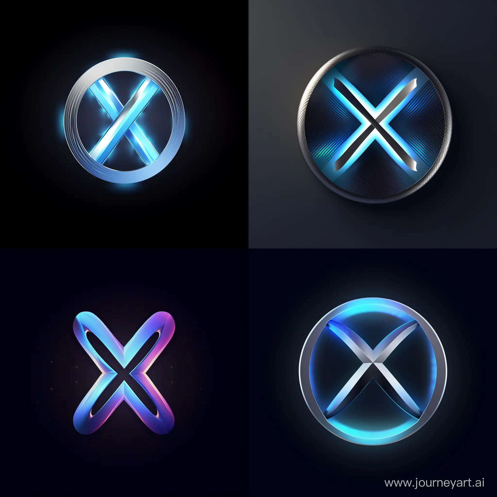 Logo for a marketing Agency: Nexus Initiative. Luminous blue themed and silver. Futuristic. 4k rendered.
