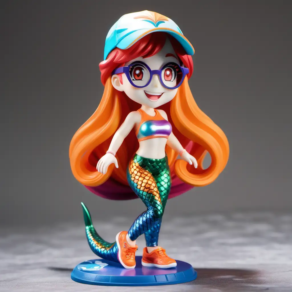Colorful Cartoon Mermaid in Sporty Attire and Stylish Accessories