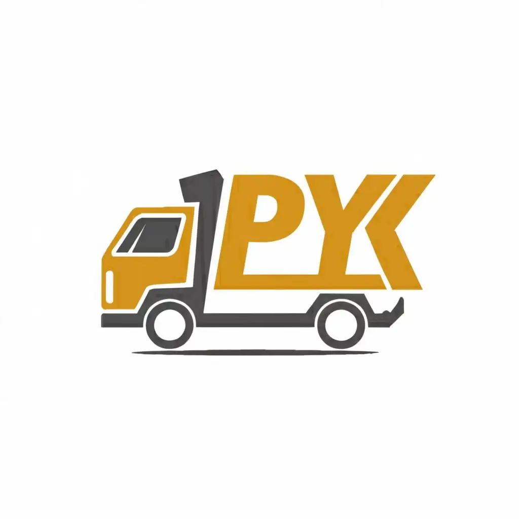logo, tipper truck, with the text "PYK", typography, be used in Construction industry