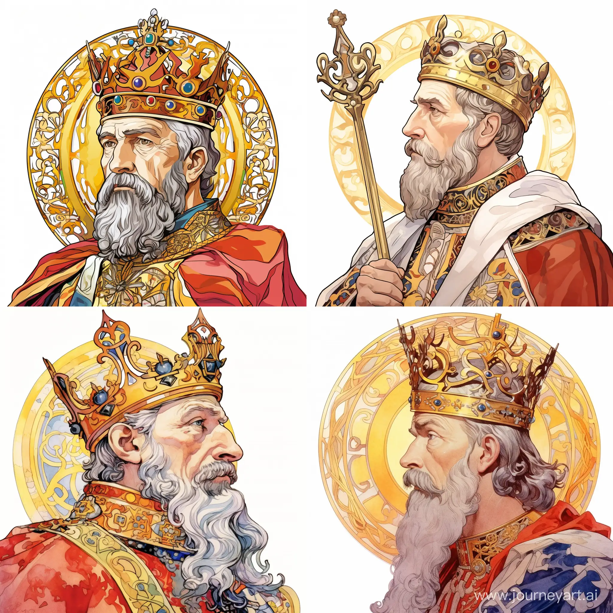 Charlemagne-Portrait-with-Crown-Colorful-Book-Illustration-Style