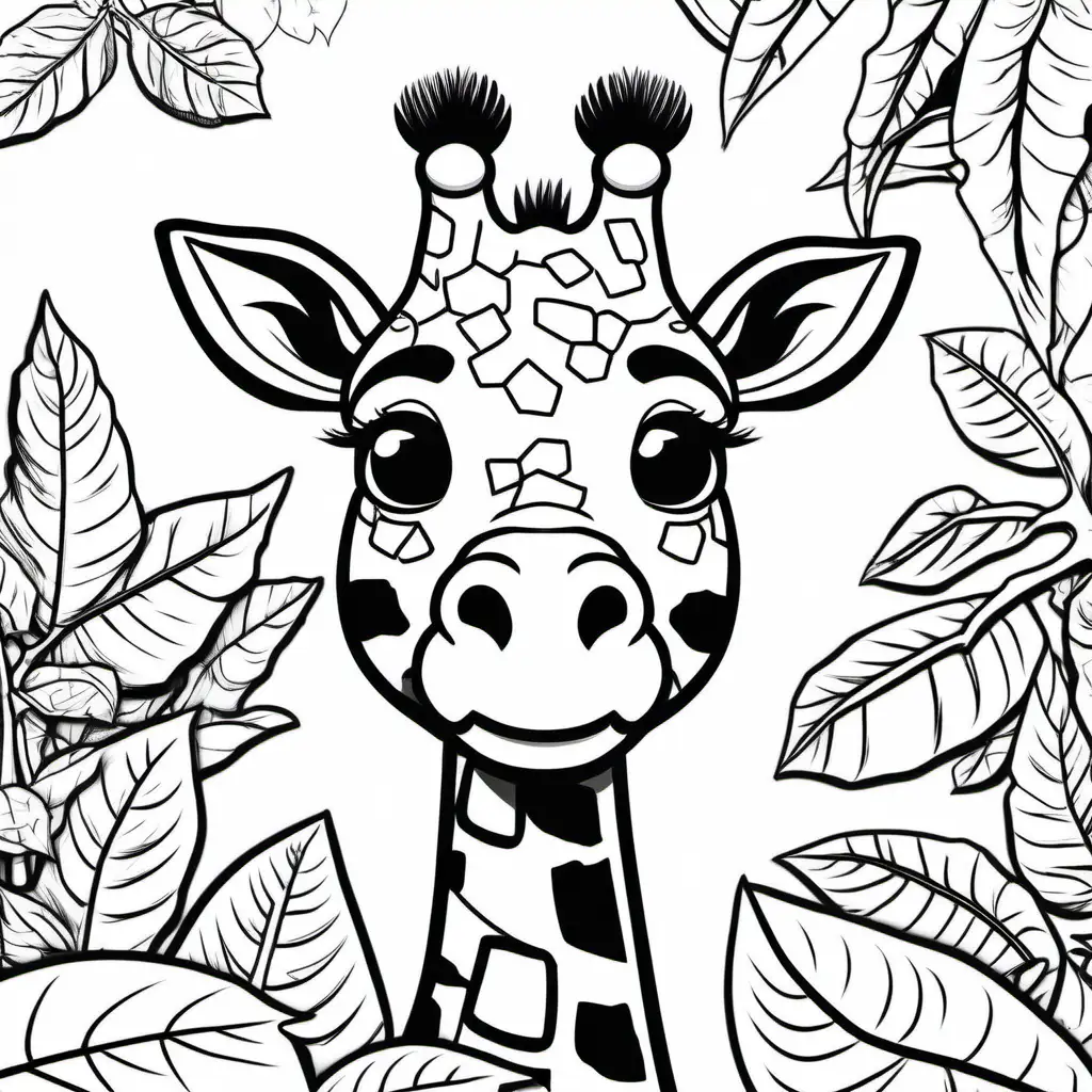 Cartoon Giraffe Coloring Page for Kids