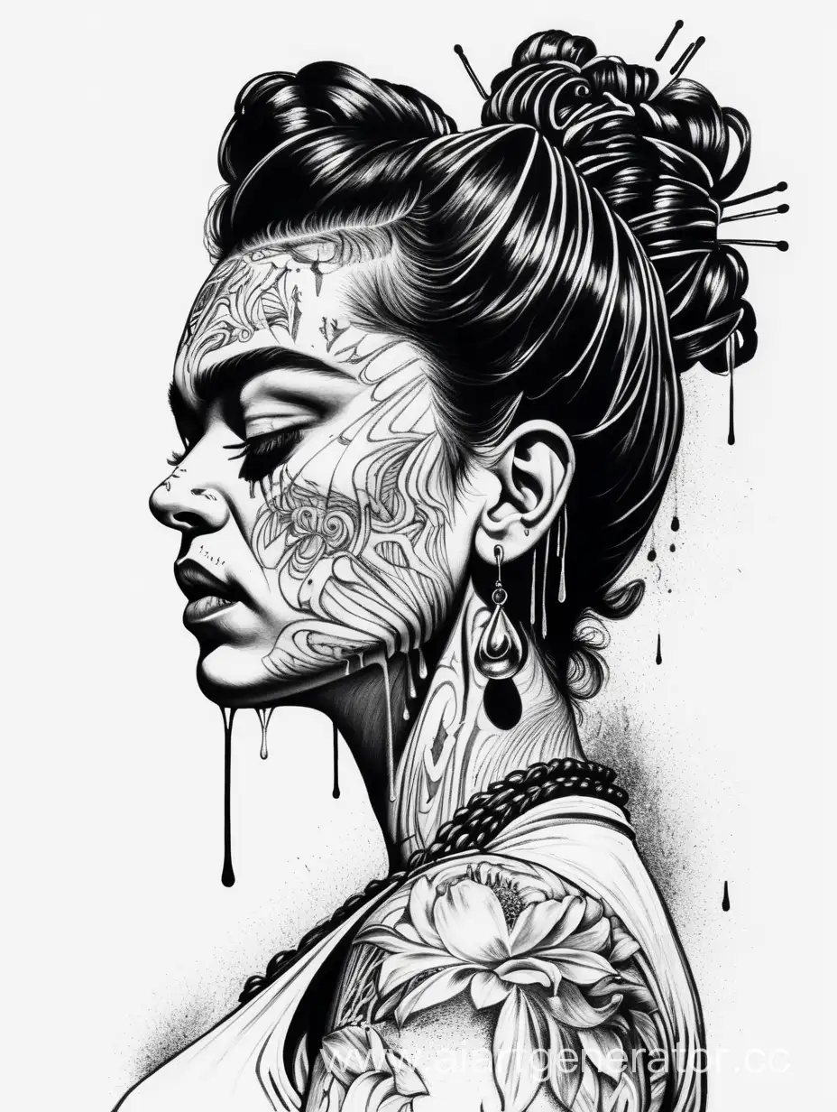 Frida-Kahlo-Tattoo-Design-with-Explosive-Lineart-and-Chaotic-Shadows
