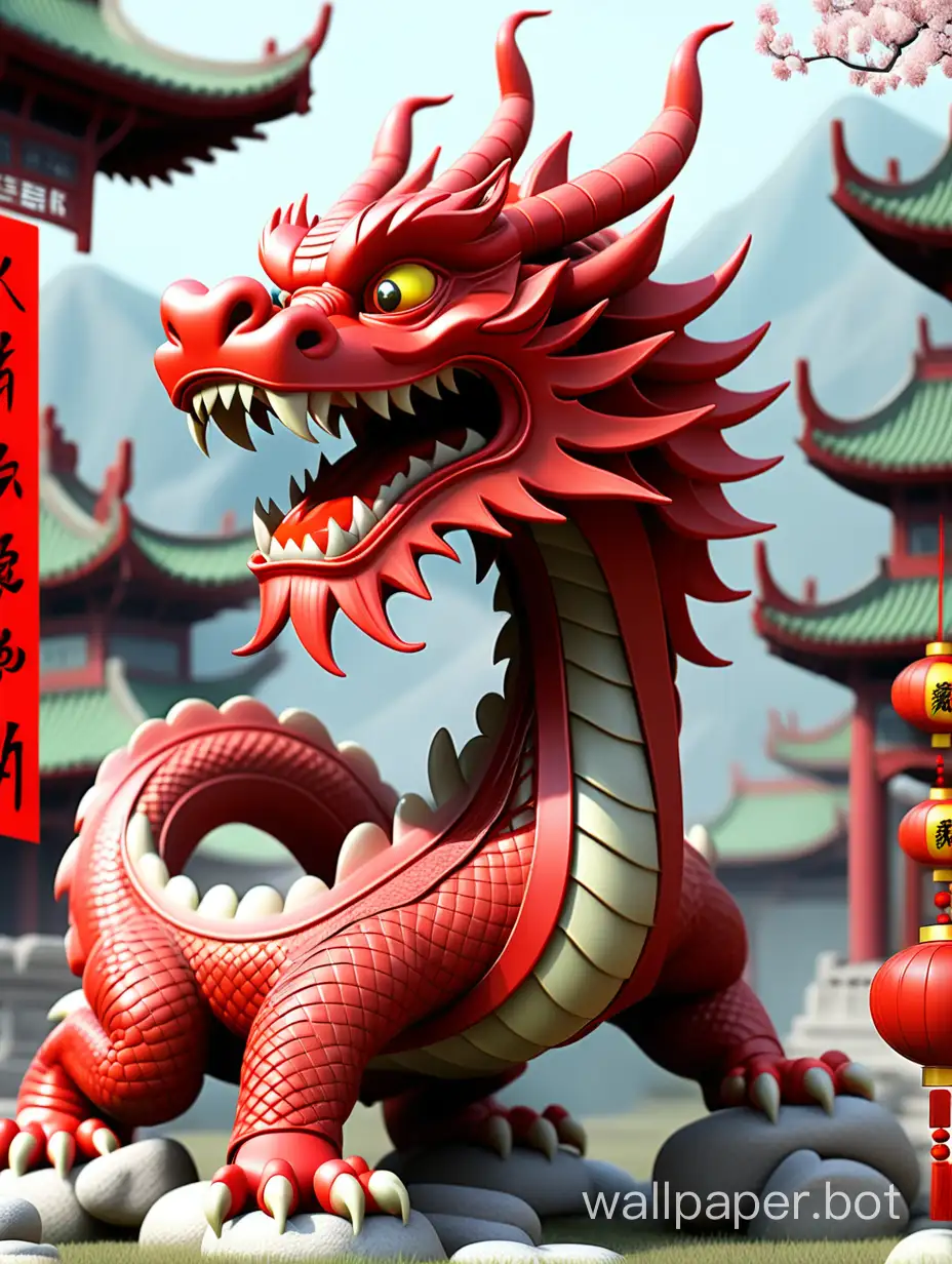 The new spring of the dragon year, the great luck of the dragon year, red