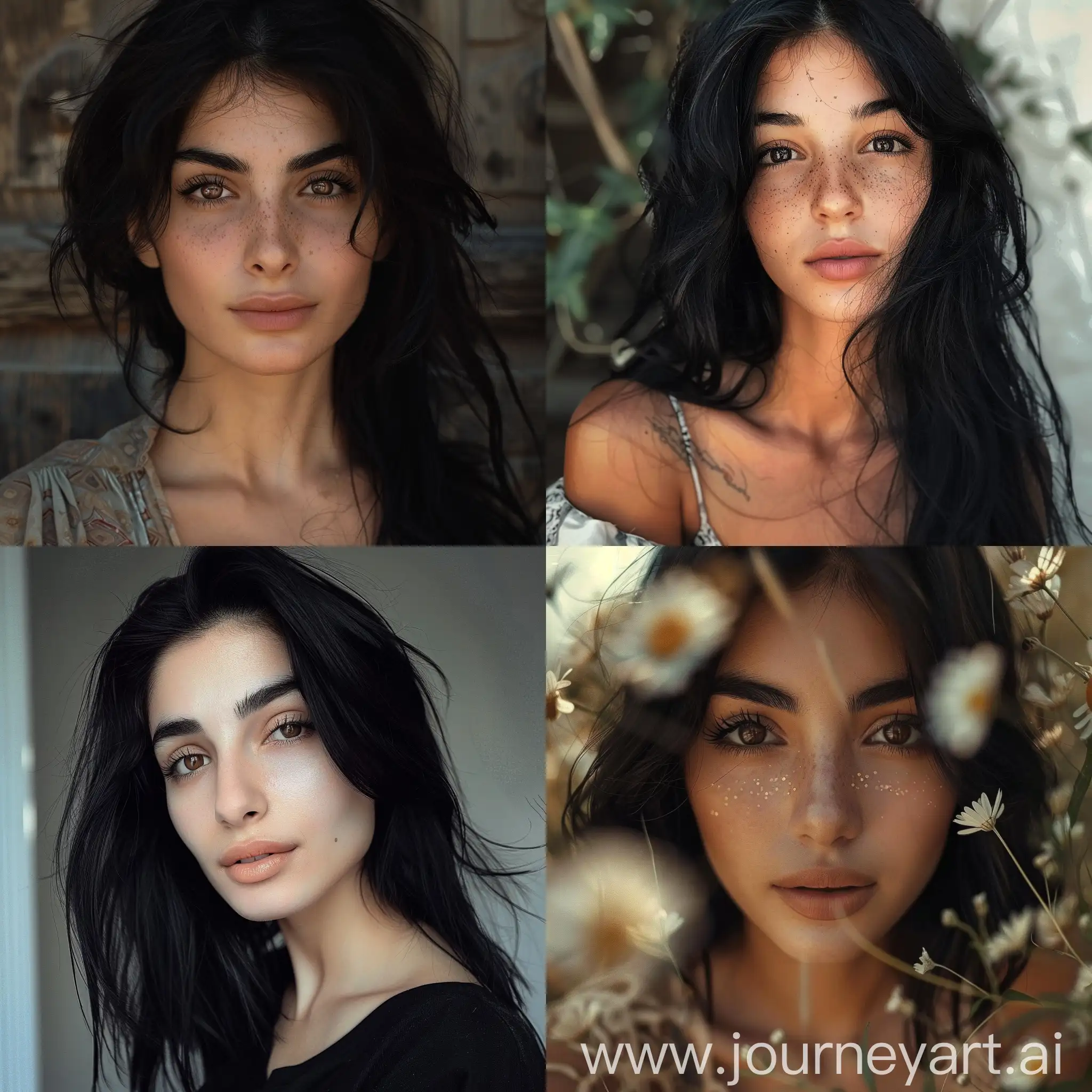 Красивые смуглые армянские девушки с черными волосами и карими глазами в душе