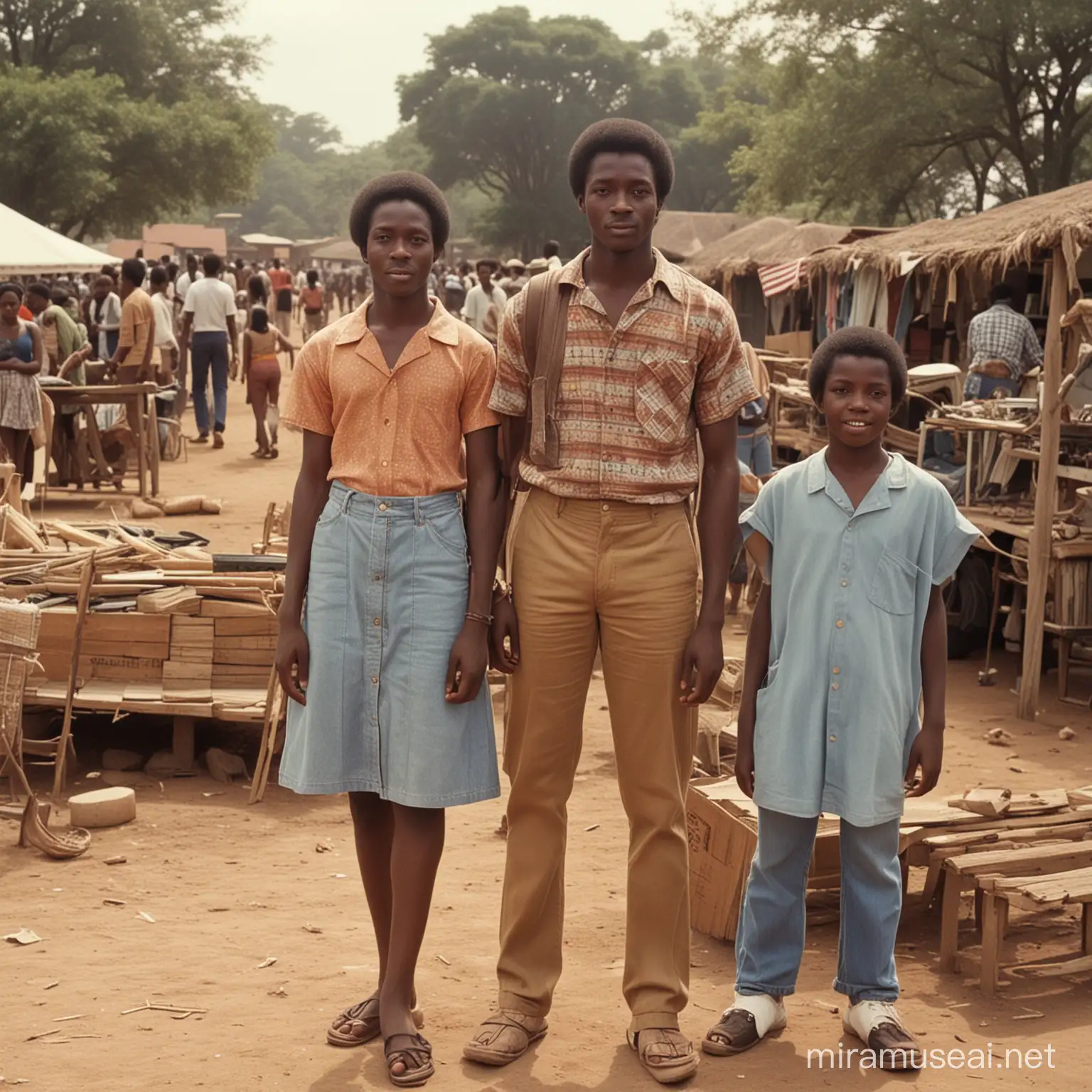 can you show an image of what it looks like as a college student 
to leave your african country to america in the 70s showing both worlds