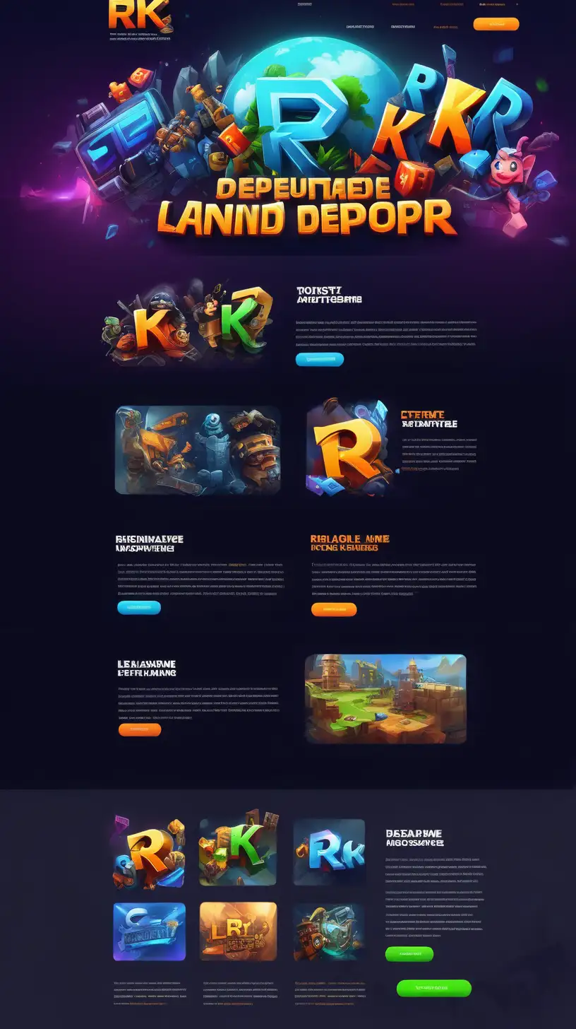 need a creative landing page for a game developer website by the name of RK Limited with the letters R, K on top of the word Limited
