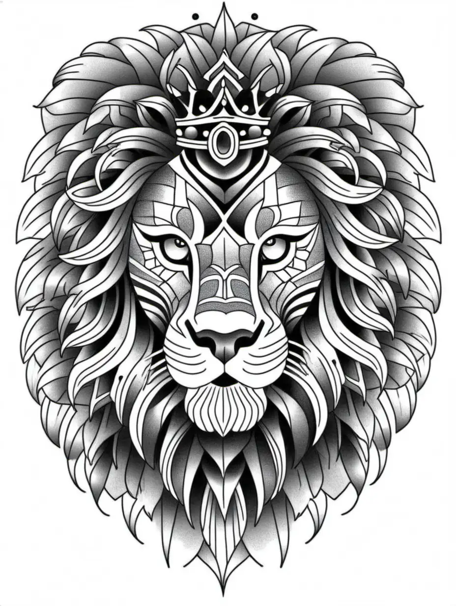Modern Lion Tattoo Coloring Book for Creative Expression