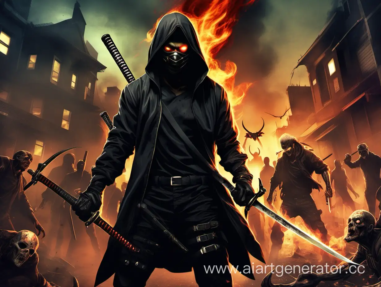 Fiery-KatanaWielding-Assassin-Amidst-Zombie-Apocalypse