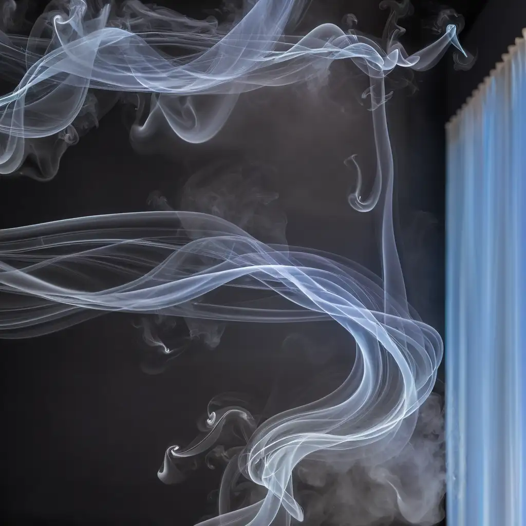 a string of floating ethereal smoke - all black background