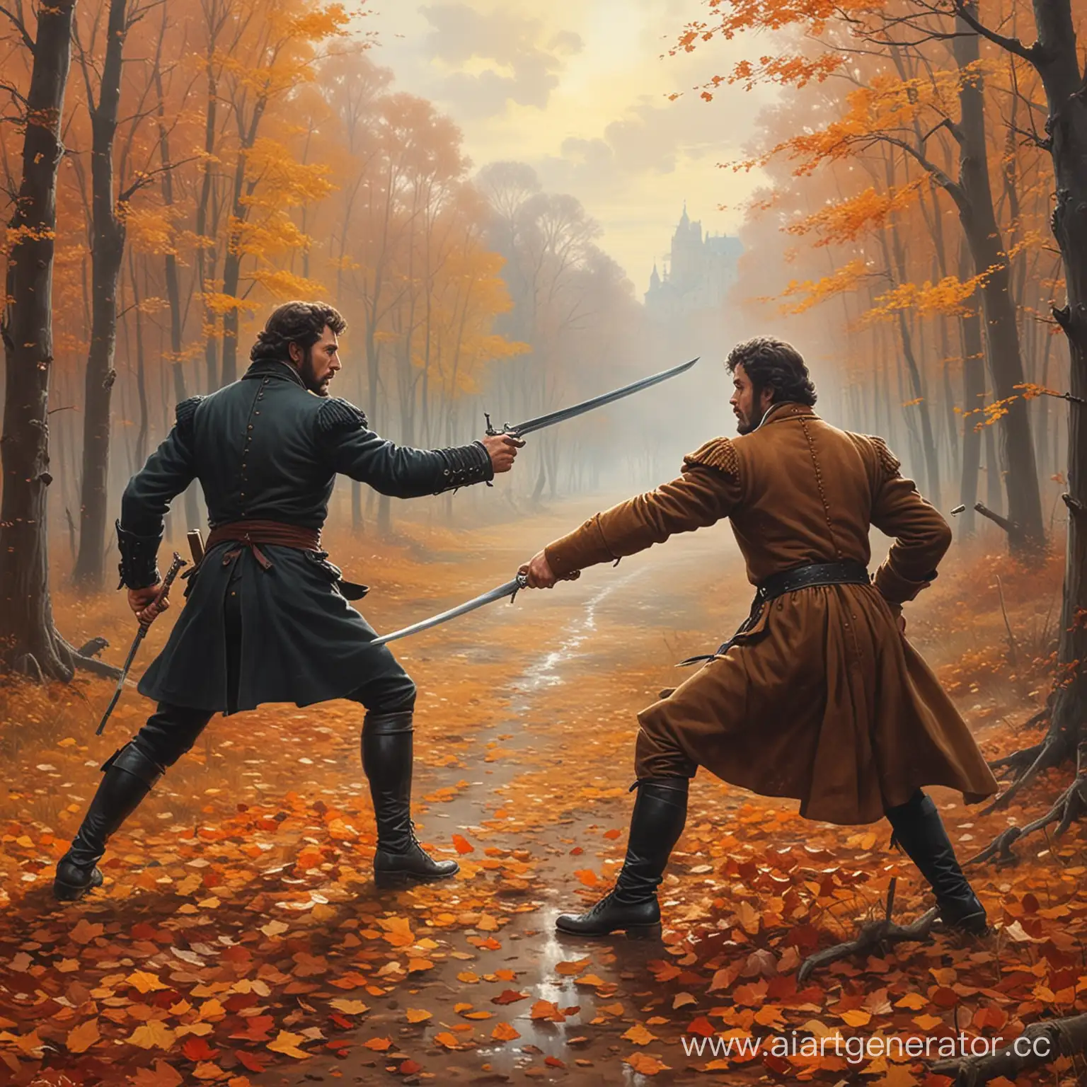 Epic-Duel-between-Pushkin-and-Dantes-in-Autumn-Setting