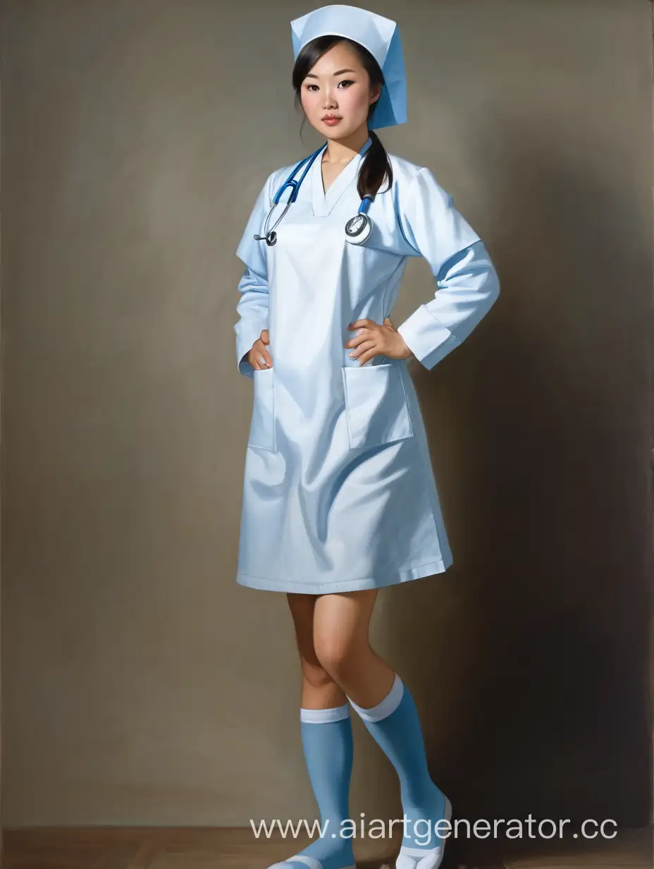 Bare-Knees-Buryat-Nurse-in-Traditional-Attire