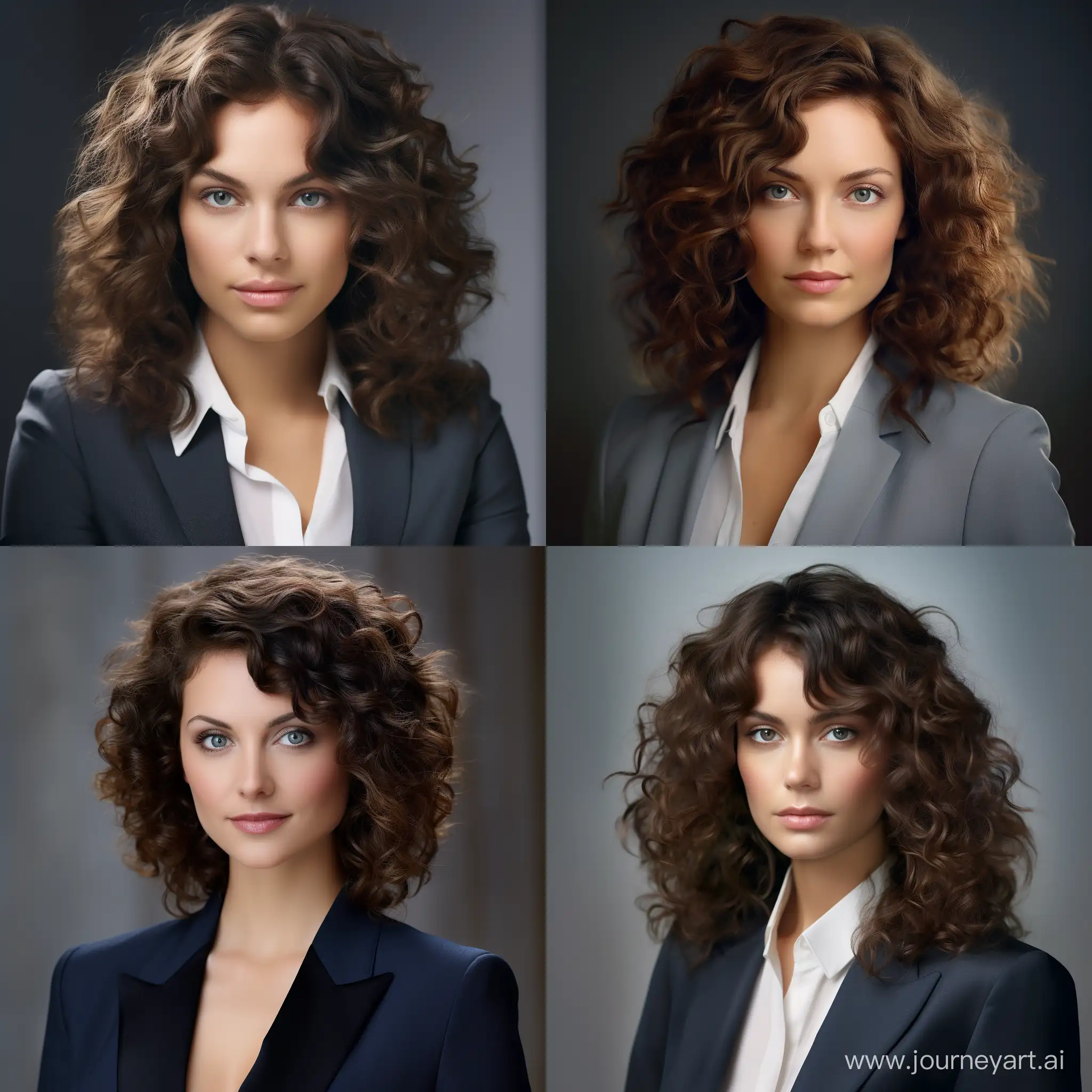 Professional-Business-Woman-with-Dark-Brown-Curly-Hair-in-Photorealistic-Portrait