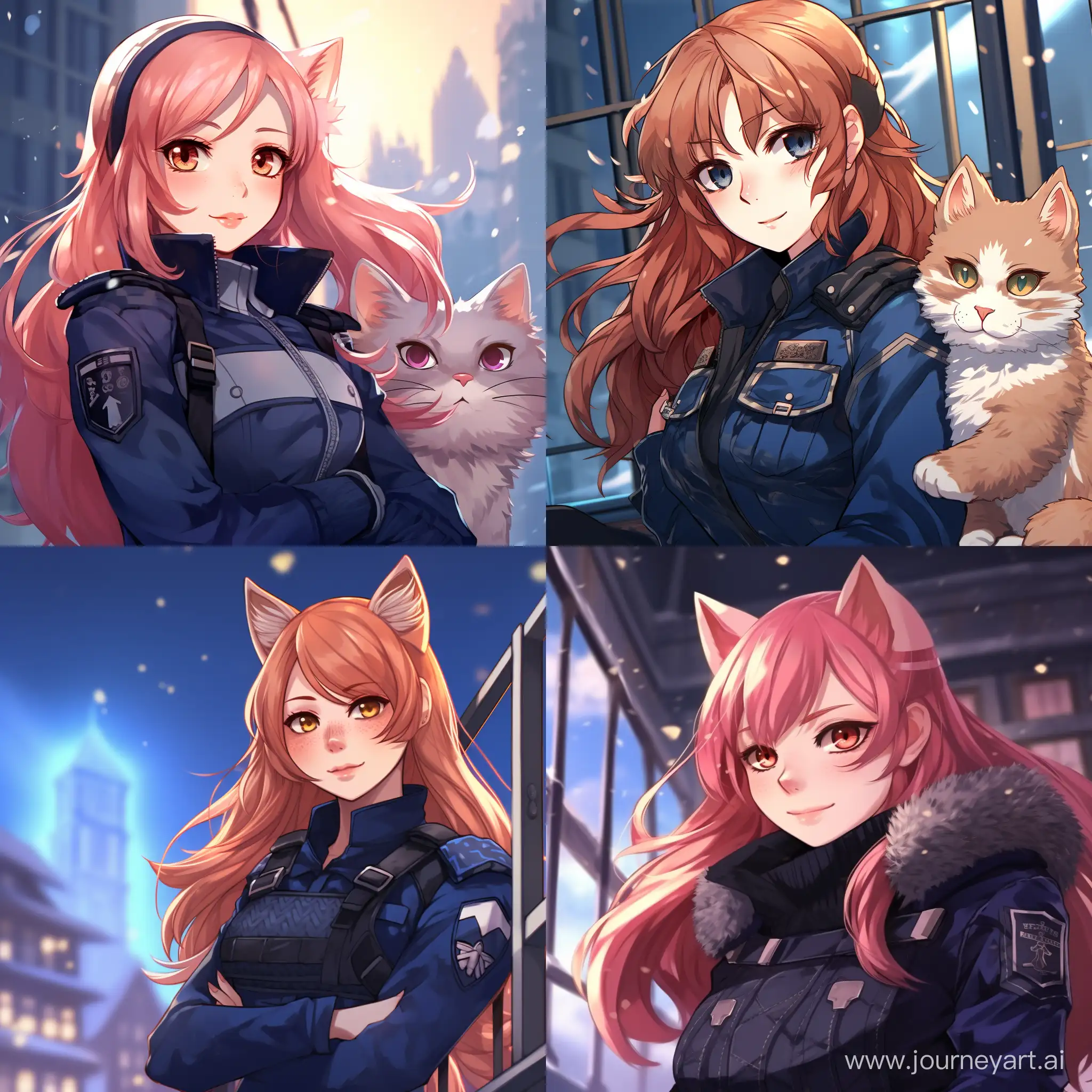 Winter-Neko-Girl-in-Red-Police-Uniform-Playful-Anime-Character-Art