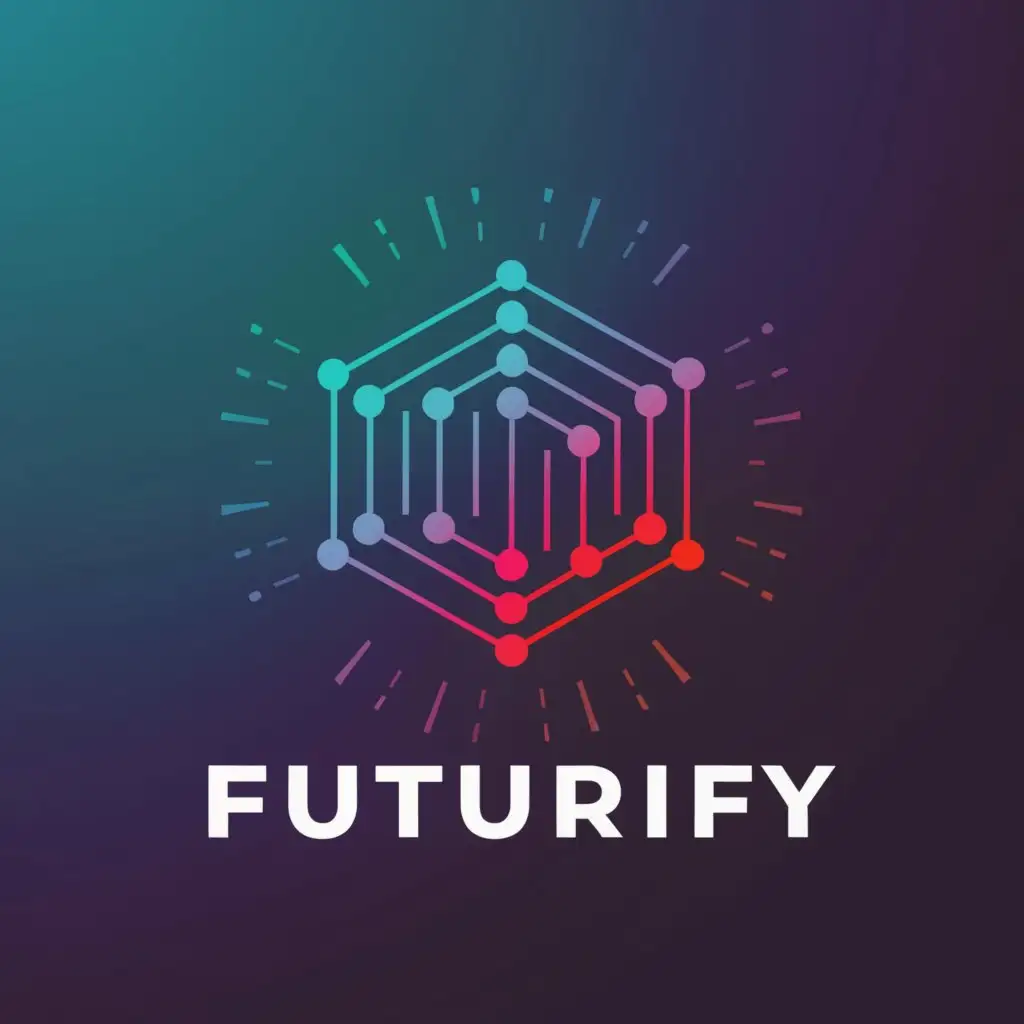 a logo design,with the text Futurify, main symbol:pentegon with lines in it with tech,Moderate,be used in Technology industry, clear background less lines in the circle more simplicity more blues and light blue coloring