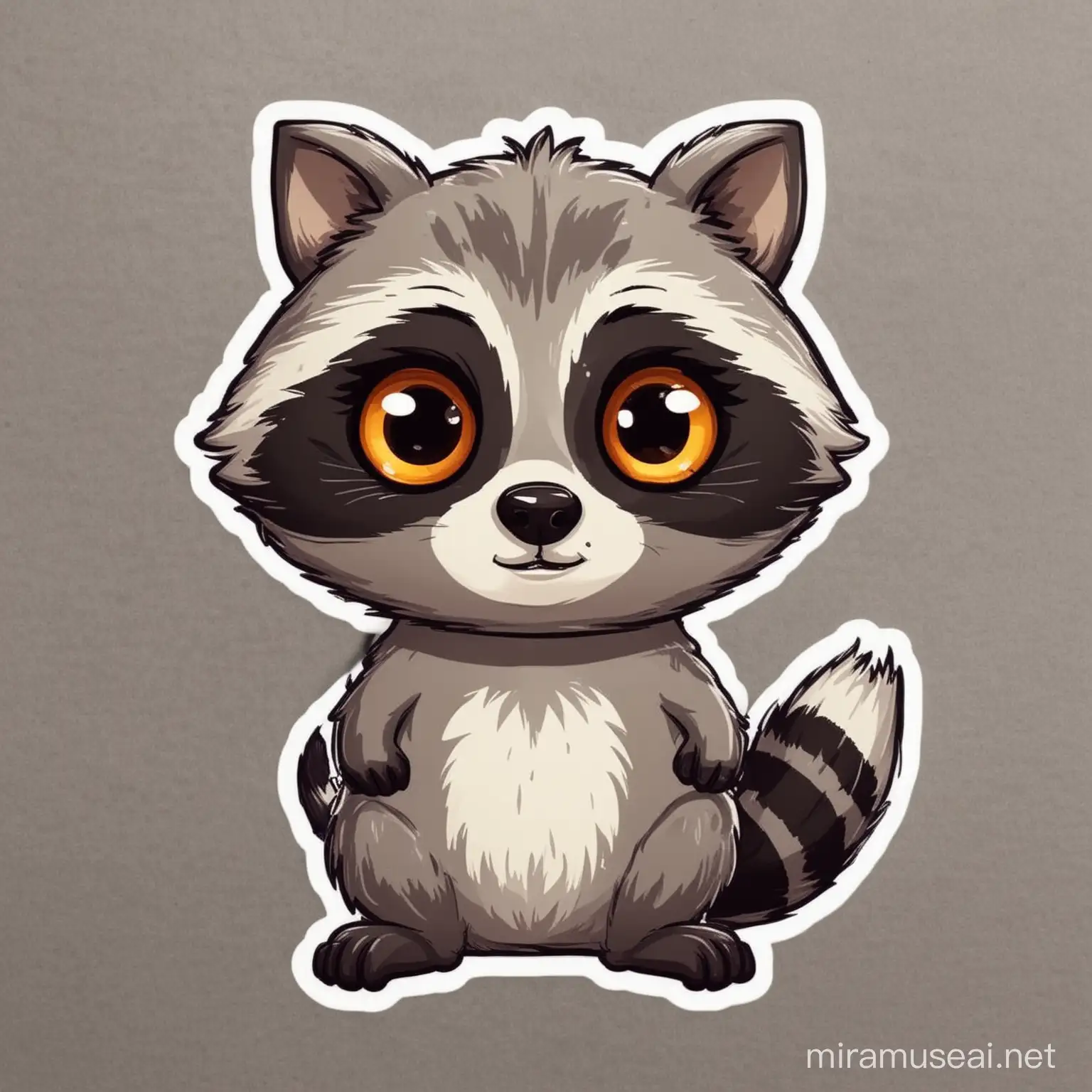 Adorable Cartoon Raccoon Sticker with Expressive Eyes