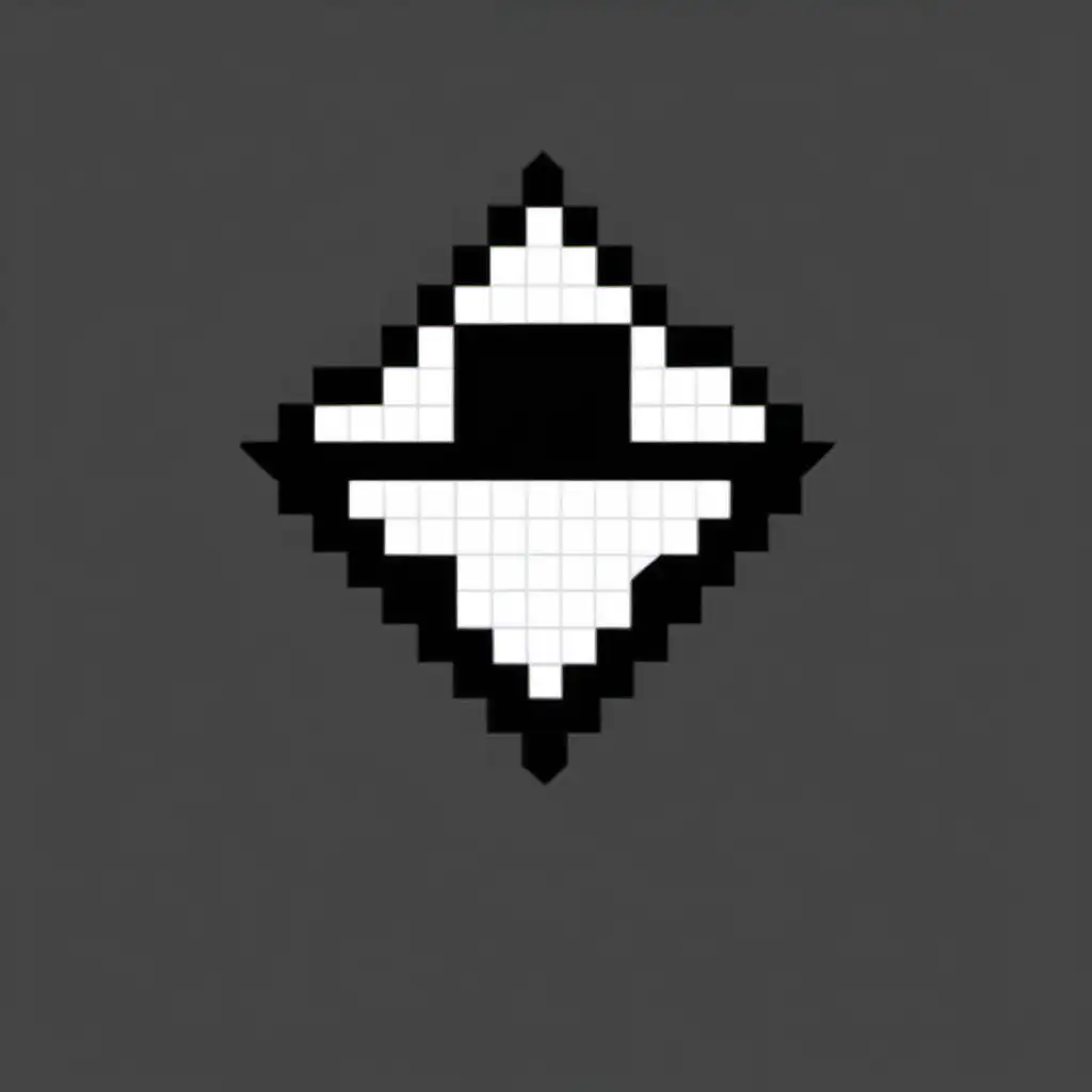 draw me a simple black and white, 2d minecraft rhombus
