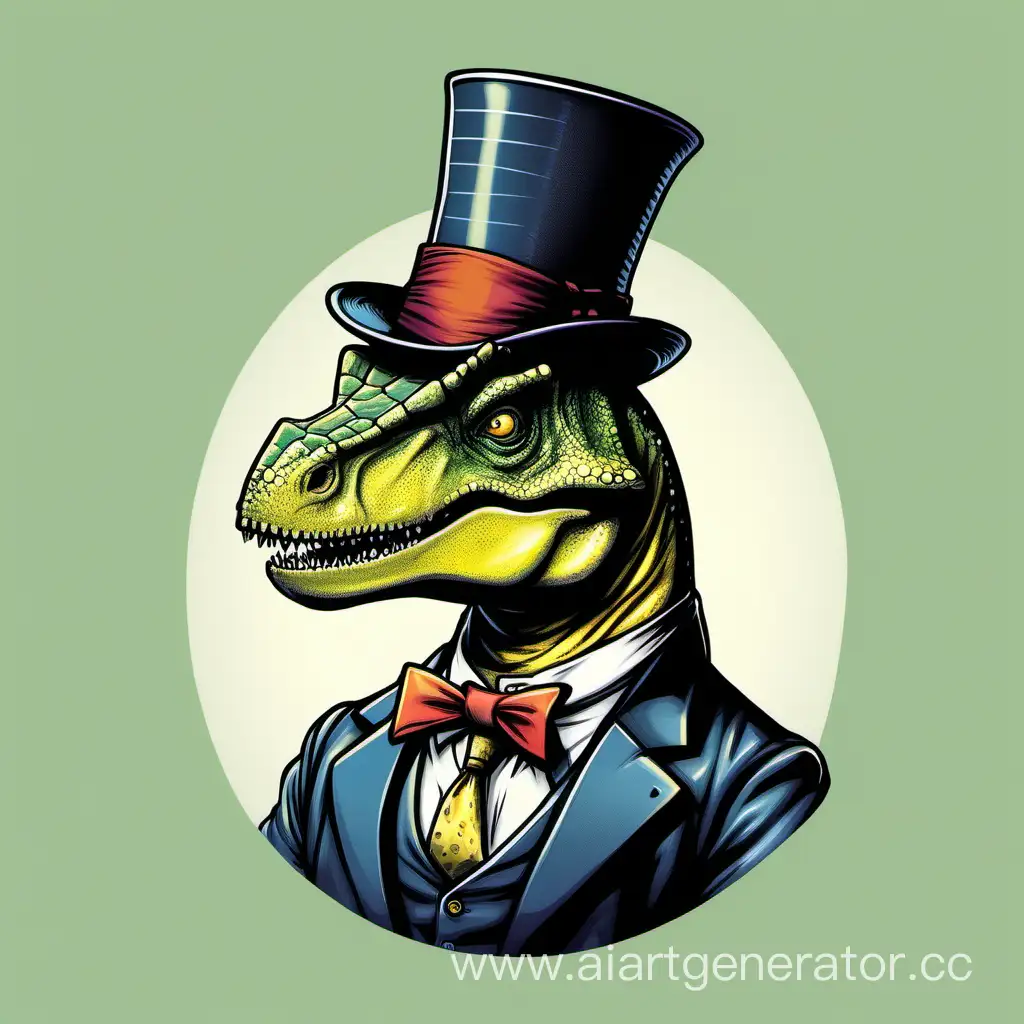 Smiling-Dinosaur-Businessman-with-Top-Hat-and-PinceNez