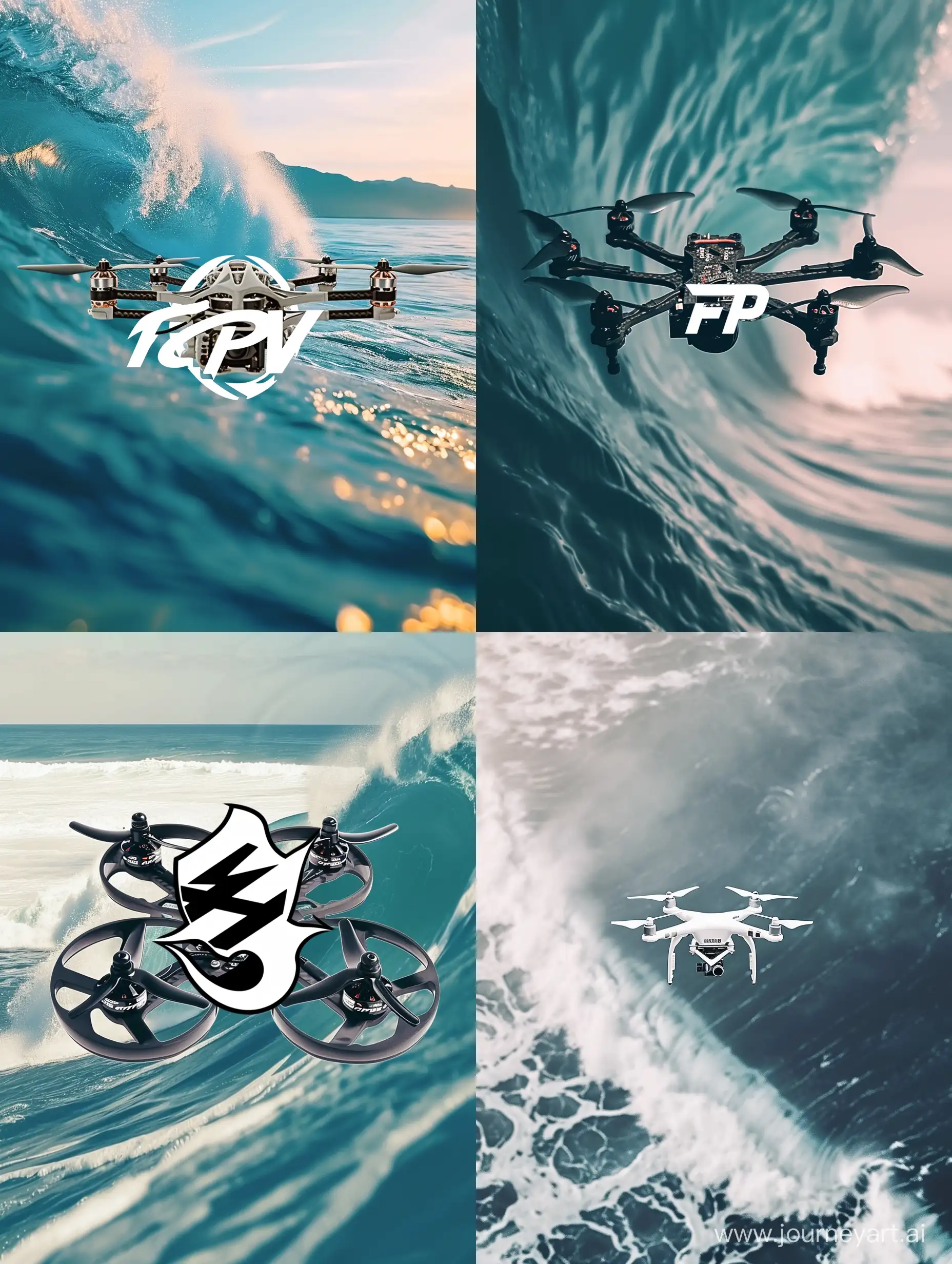 Логотип FPV-дрона на фоне волны