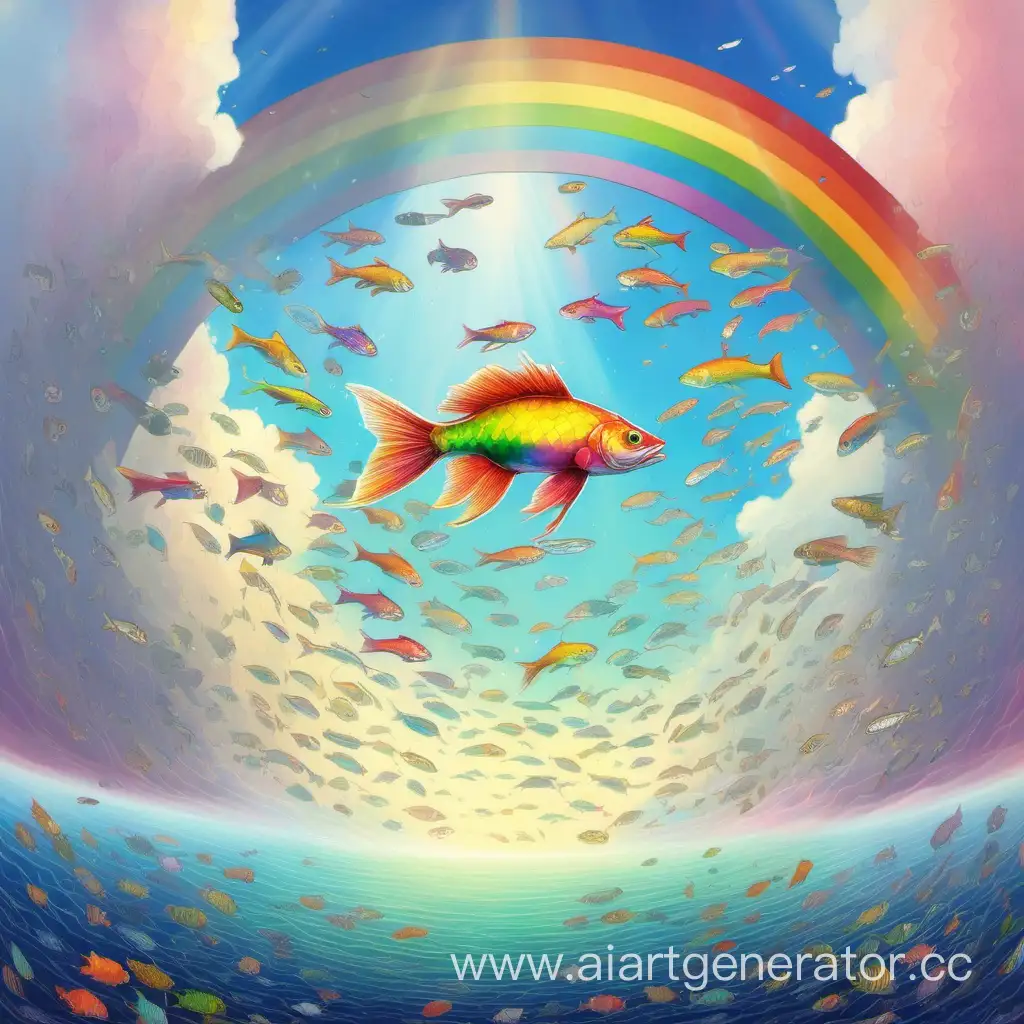 Colorful-Fish-Swimming-Under-a-Vibrant-Rainbow-Sky