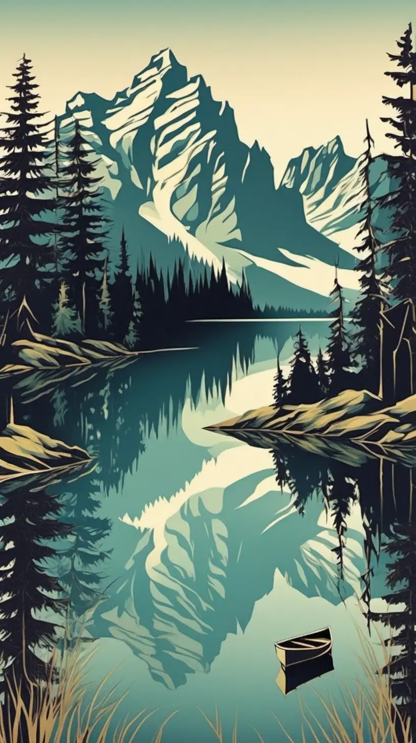 Mountain lake print art