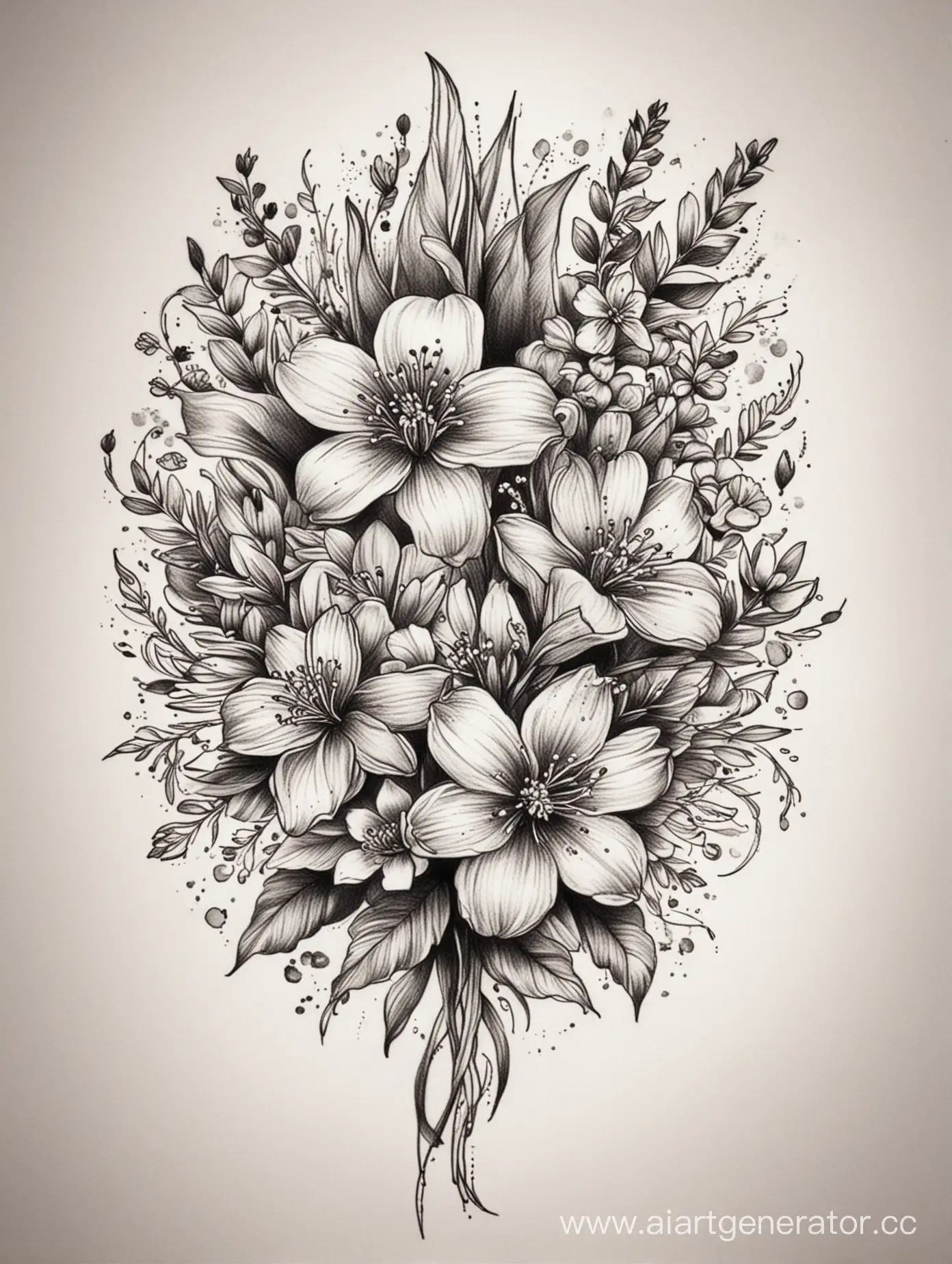 Dainty-Bouquet-Flower-Tattoo-Design