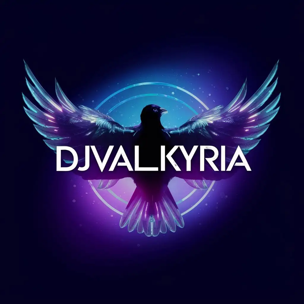 logo, Bird, wings, with the text "DJVALKYRIA", typography, be used in Entertainment industry