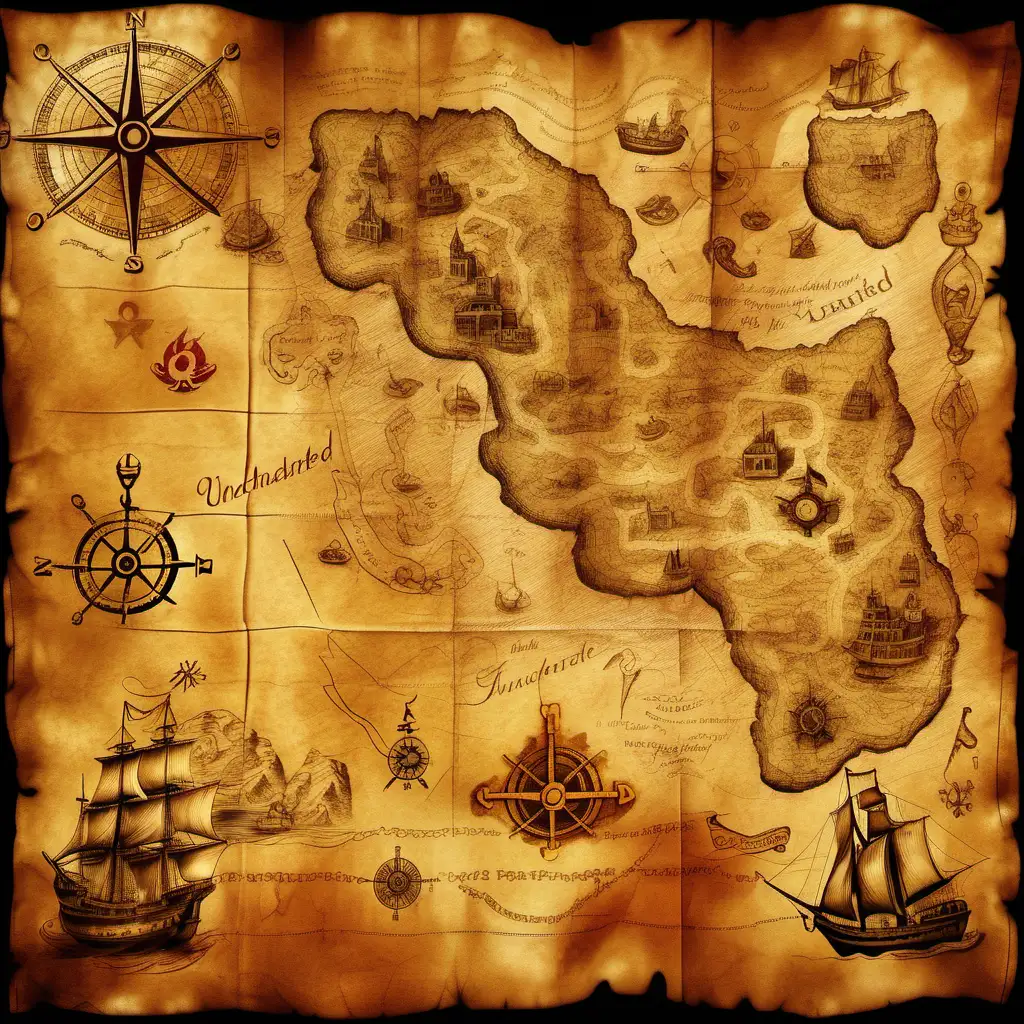 Detailed HighResolution Uncharted Treasure Map Illustration