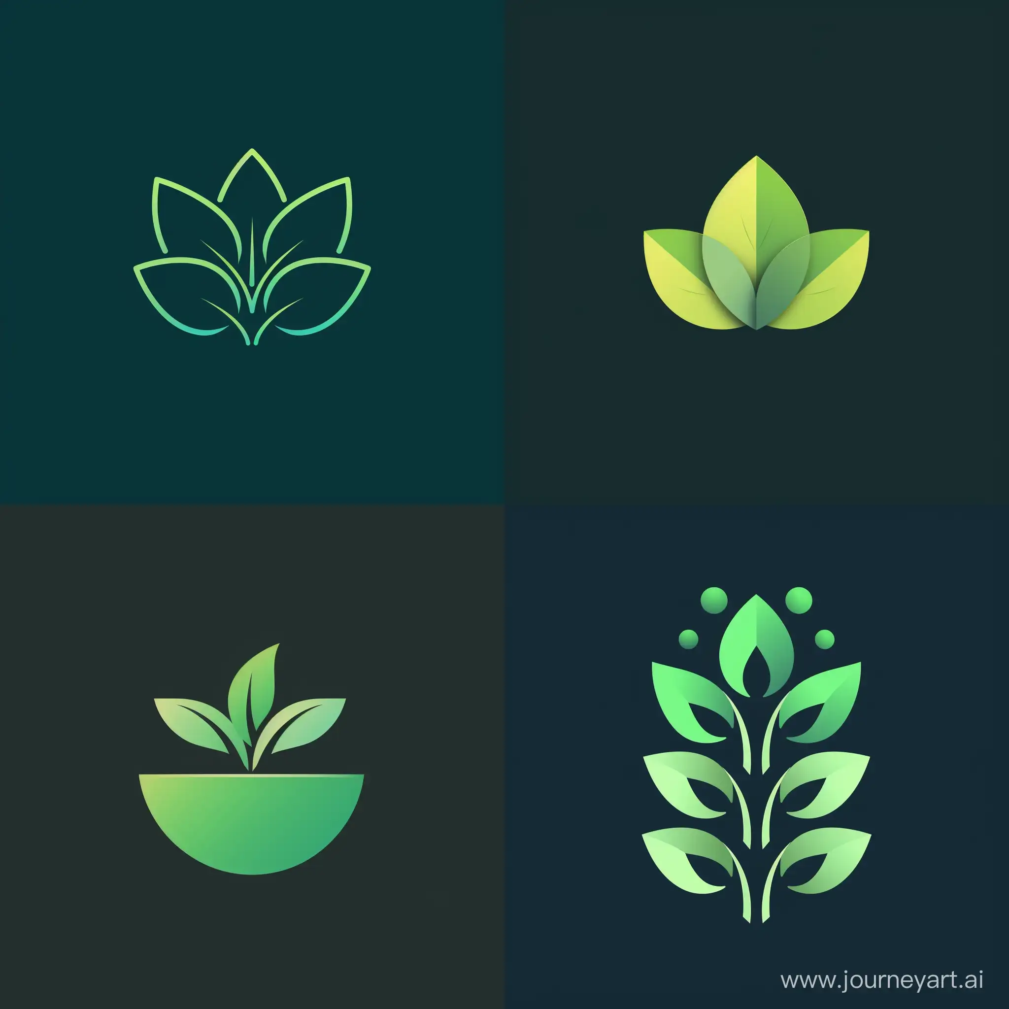 логотип товаров для садоводства, в стиле минимализм в зеленых оттенках