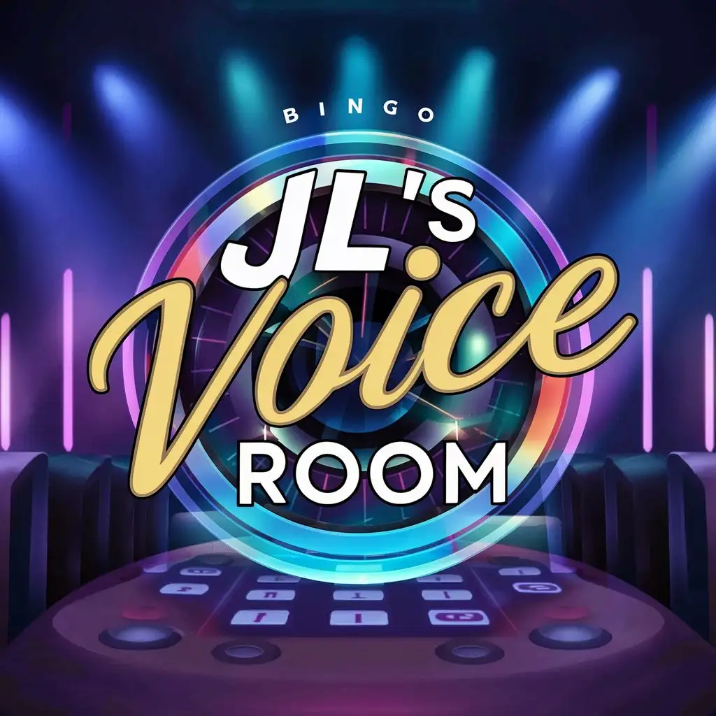 logo, A bingo room, with the text "JL’s Voice Room", typography, be used in Entertainment industry