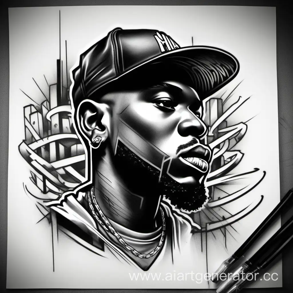 Hip-Hop-Realism-Tattoo-Sketch-Urban-Artistic-Expression-with-Street-Style-Influence
