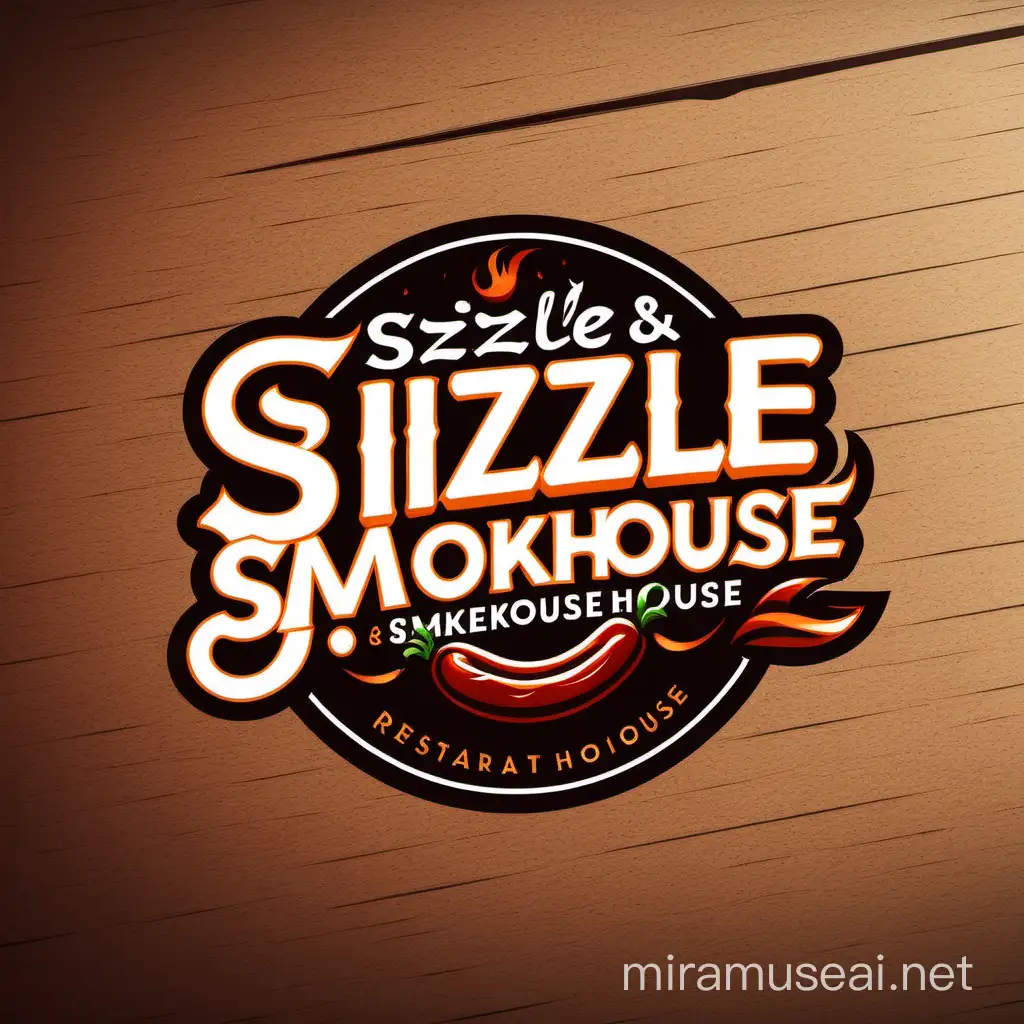 Sizzle Smokehouse Restaurant Logo Design Creative Fusion of Sizzling Flavors and Smoky Ambiance