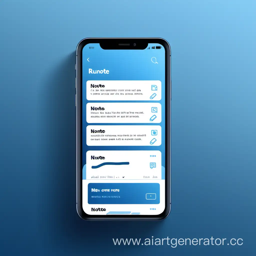   мобильное  приложение сервиса заметок заголовком RuNote  в синих тонах выложенный 
на RuStore